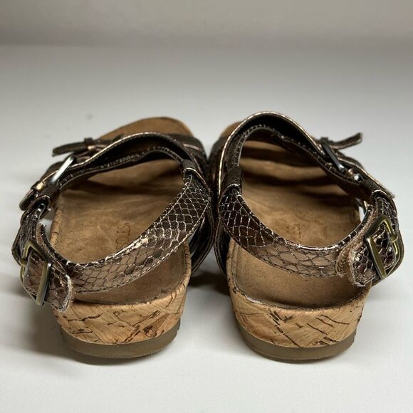 AEROSOLES Brown Metallic Cherie Leather Walking Sandal - Women size 6 - Picture 4 of 8